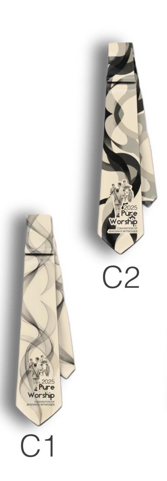 JW theme Neckties 2025 Regional Convention "Pure Worship" standard size 58” custom jw.org neckties. # cream, blue, red white.