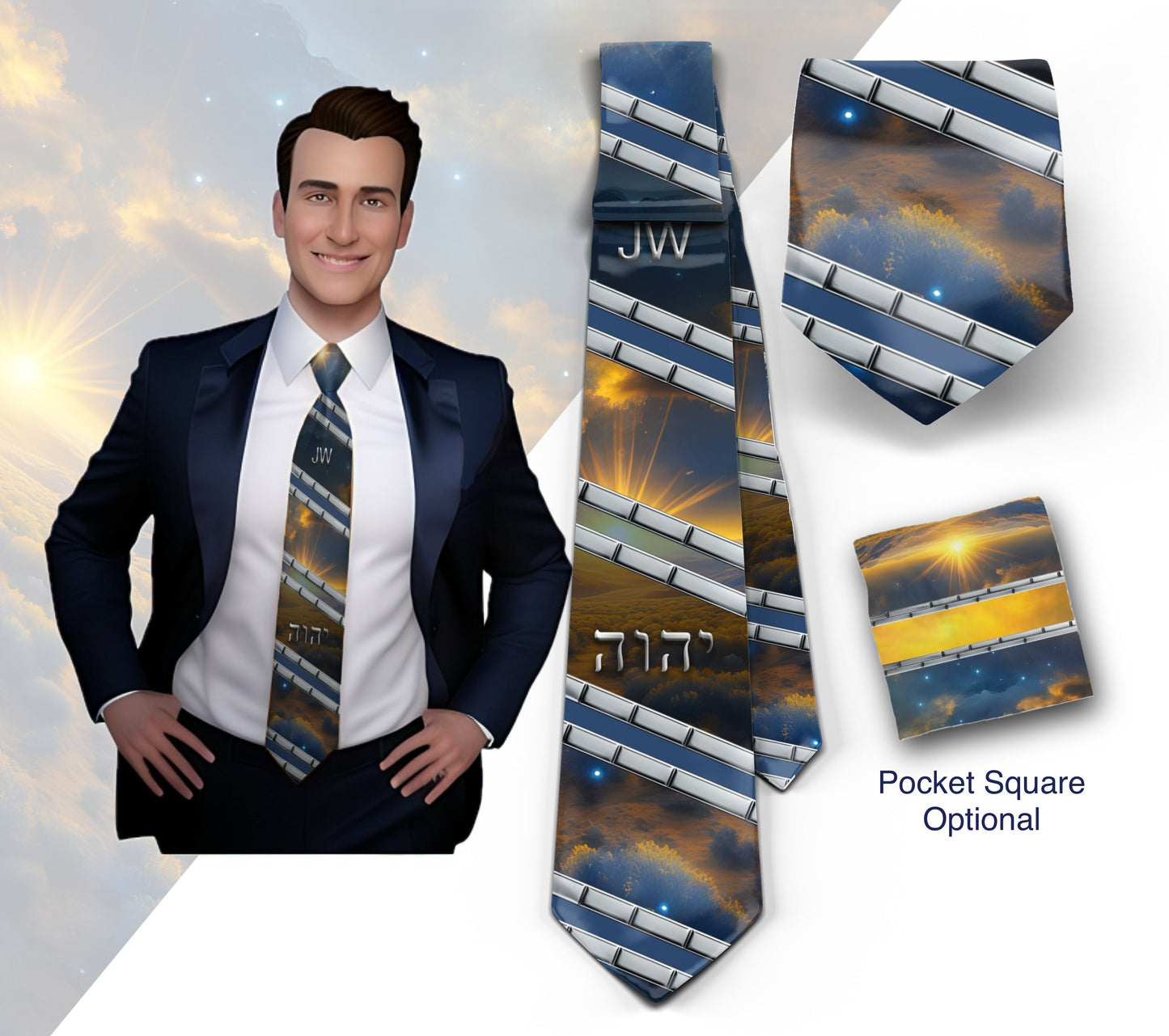JW theme Neckties "the creator 2” standard size 58" or XL 62” custom jw.org neckties. Gift, Pioneer School. # galaxy