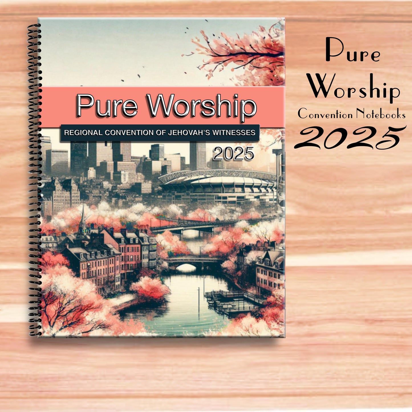 JW notebook . 2025 Regional Convention. “PURE WORSHIP” program block ready notebook. 8.5 x 11 standard . #3. Peach tree