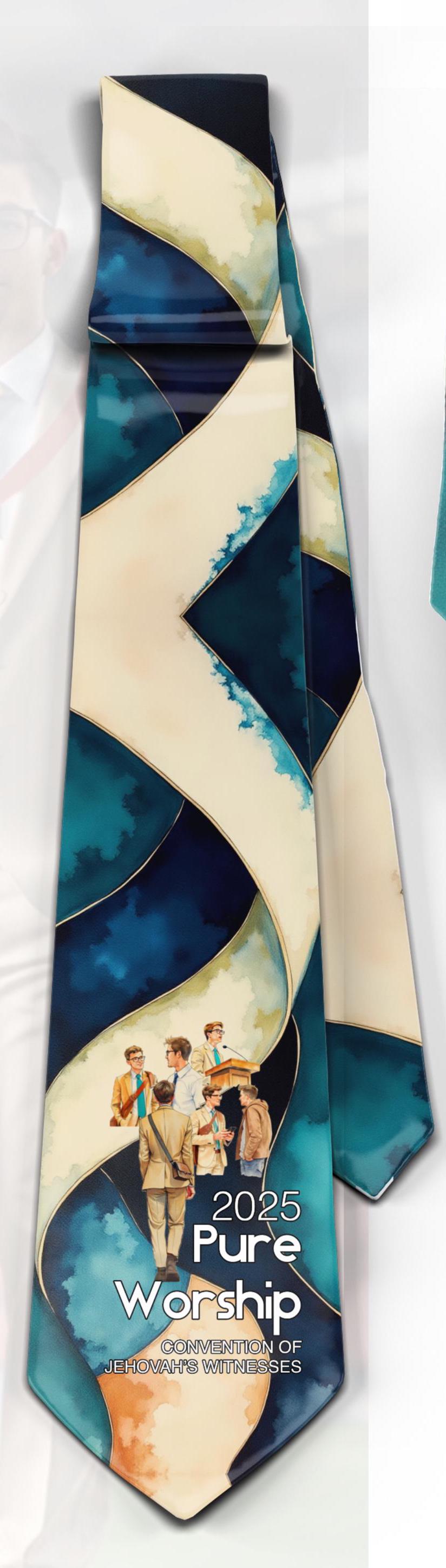 JW theme Neckties 2025 "PURE WORSHIP" standard size 58" custom jw.org neckties.