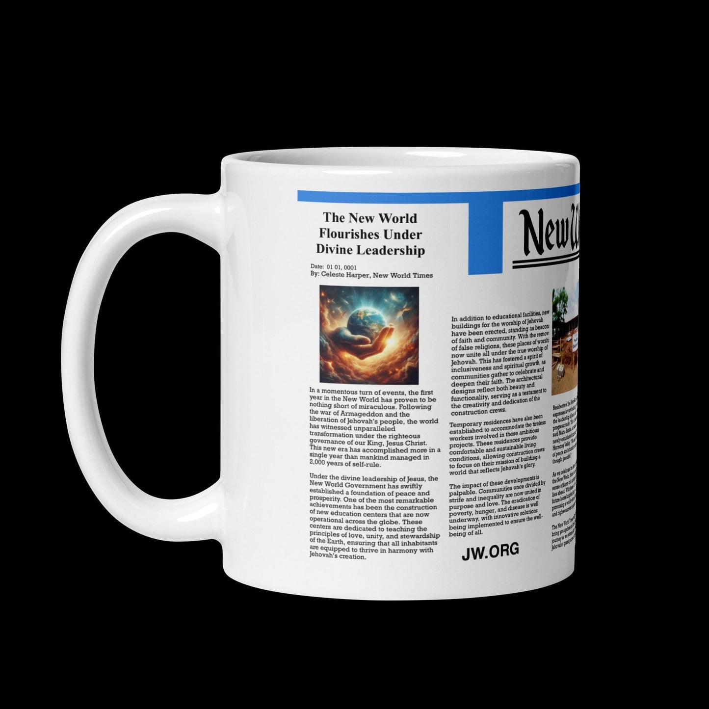JW.ORG "New world Times" 11 & 15 oz mug. Jw pioneer gifts / baptism/Elder Gifts. Imagine the new world