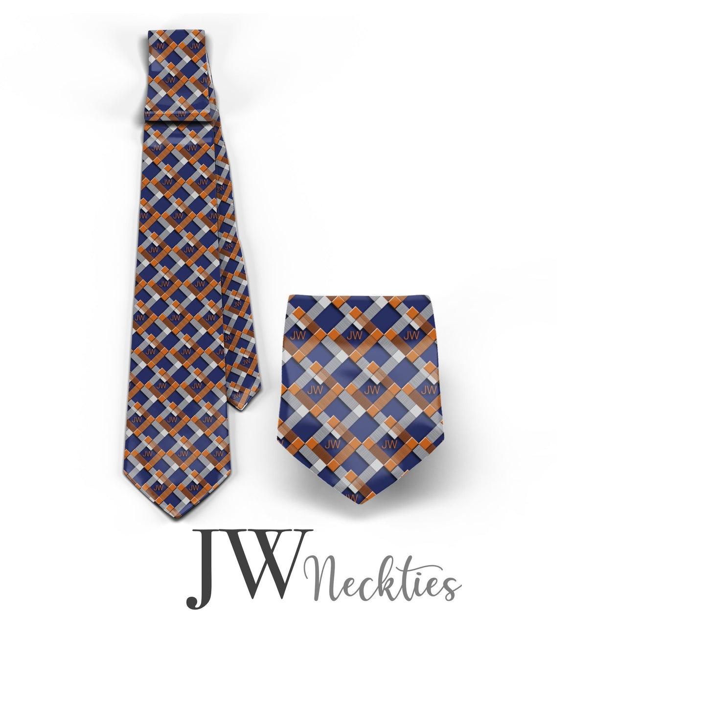 JW theme Neckties “Plaid orange blue” JW.ORG neckties. Gift jw gifts