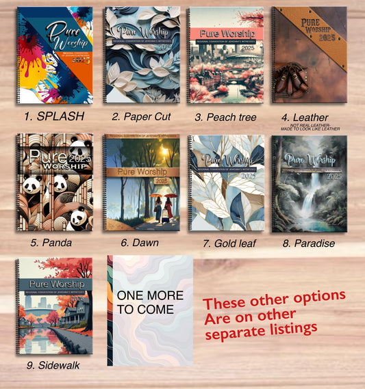 JW notebook . 2025 Regional Convention. “PURE WORSHIP ” program block ready notebook. 8.5 x 11 standard. Multiple designs #9. Sidewalk