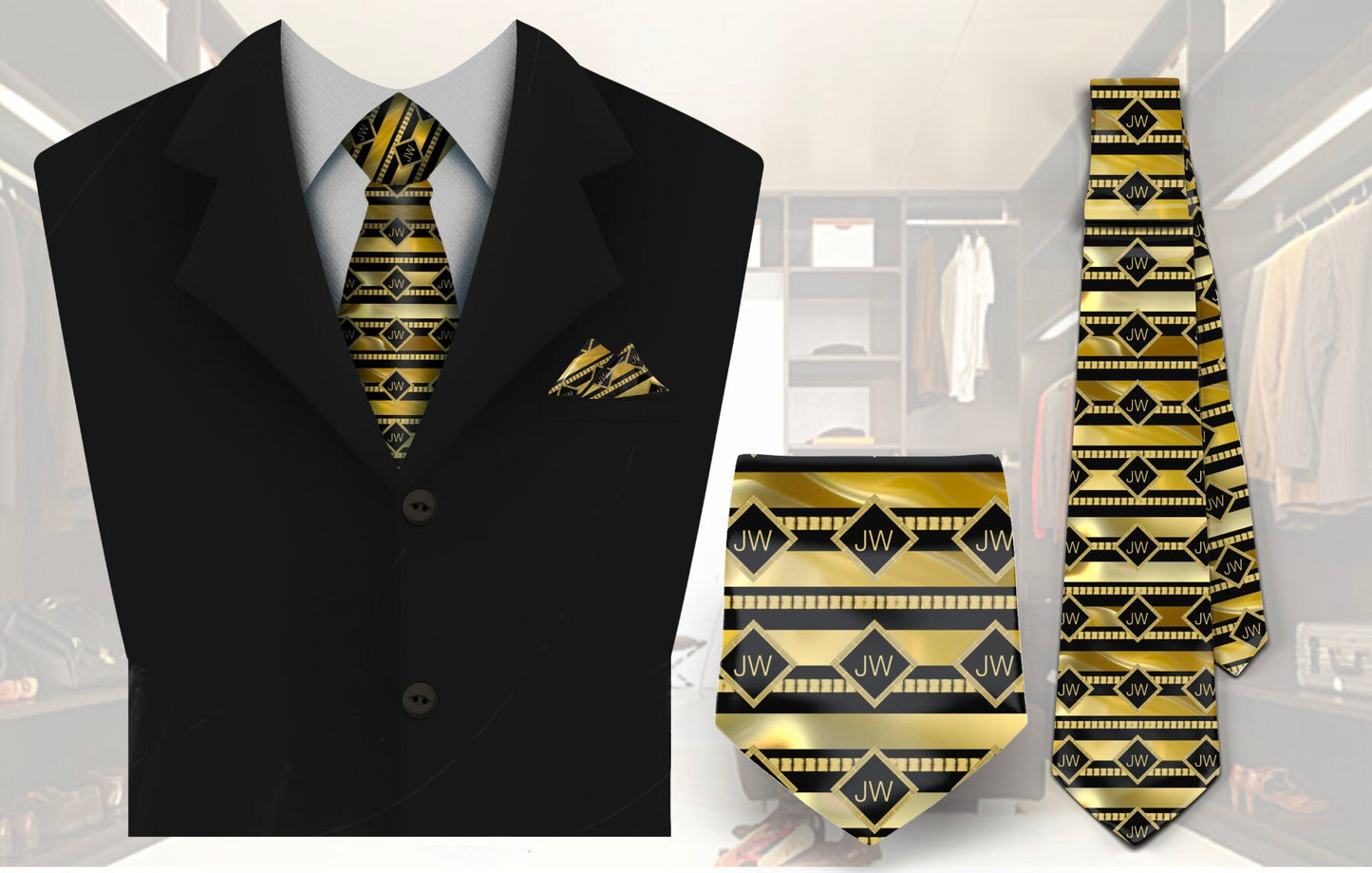 JW theme Neckties “Gold Stripes” JW.ORG neckties. Gift jw gifts