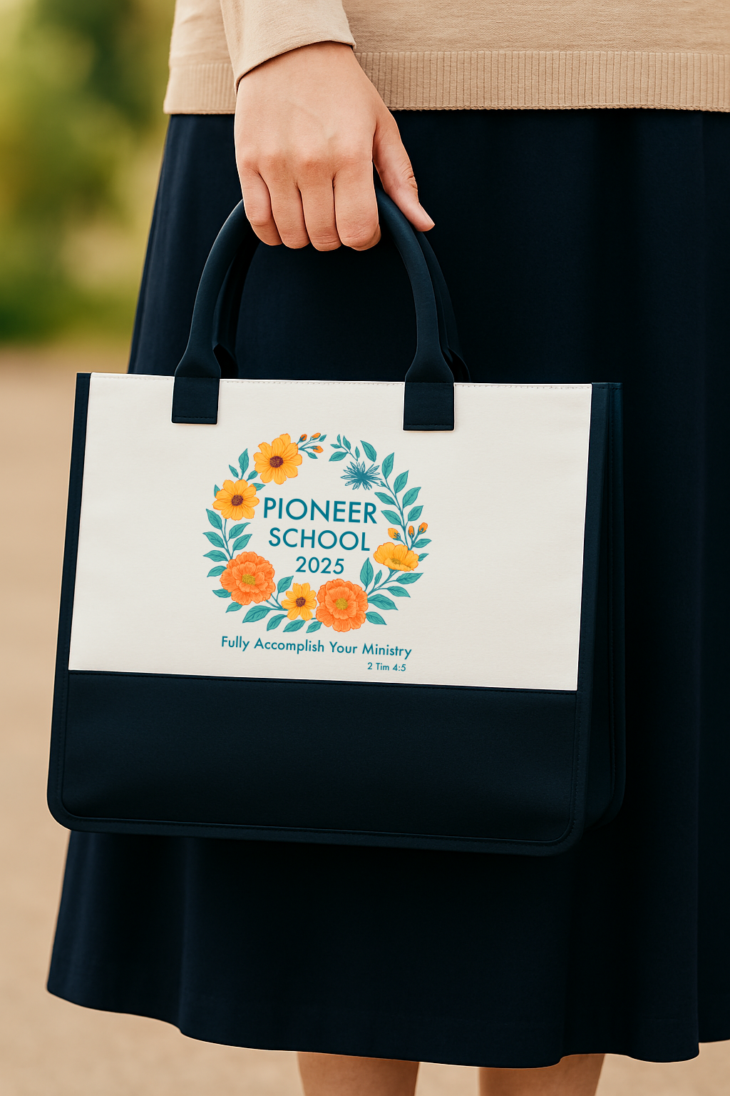 JW Pioneer school modern tote bag. 15.8 × 11.8 × 6.8 inches