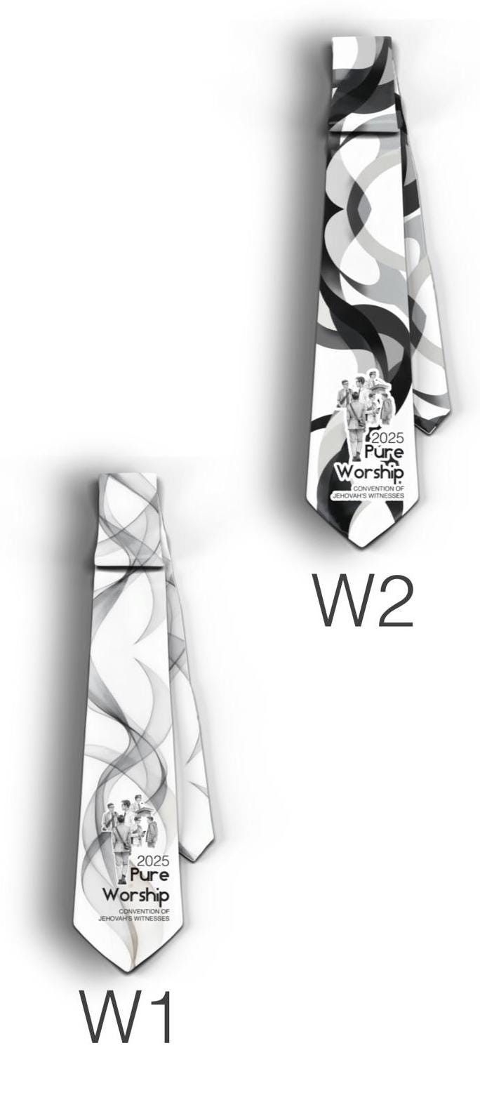 JW theme Neckties 2025 Regional Convention "Pure Worship" standard size 58” custom jw.org neckties. # cream, blue, red white.
