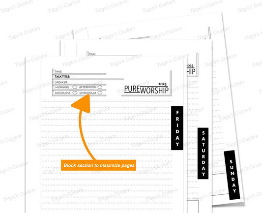 JW notebook 2025 Regional Convention. “PURE WORSHIP ” program block ready notebook. 8.5 x 11. Multiple designs #10. Tiagos official