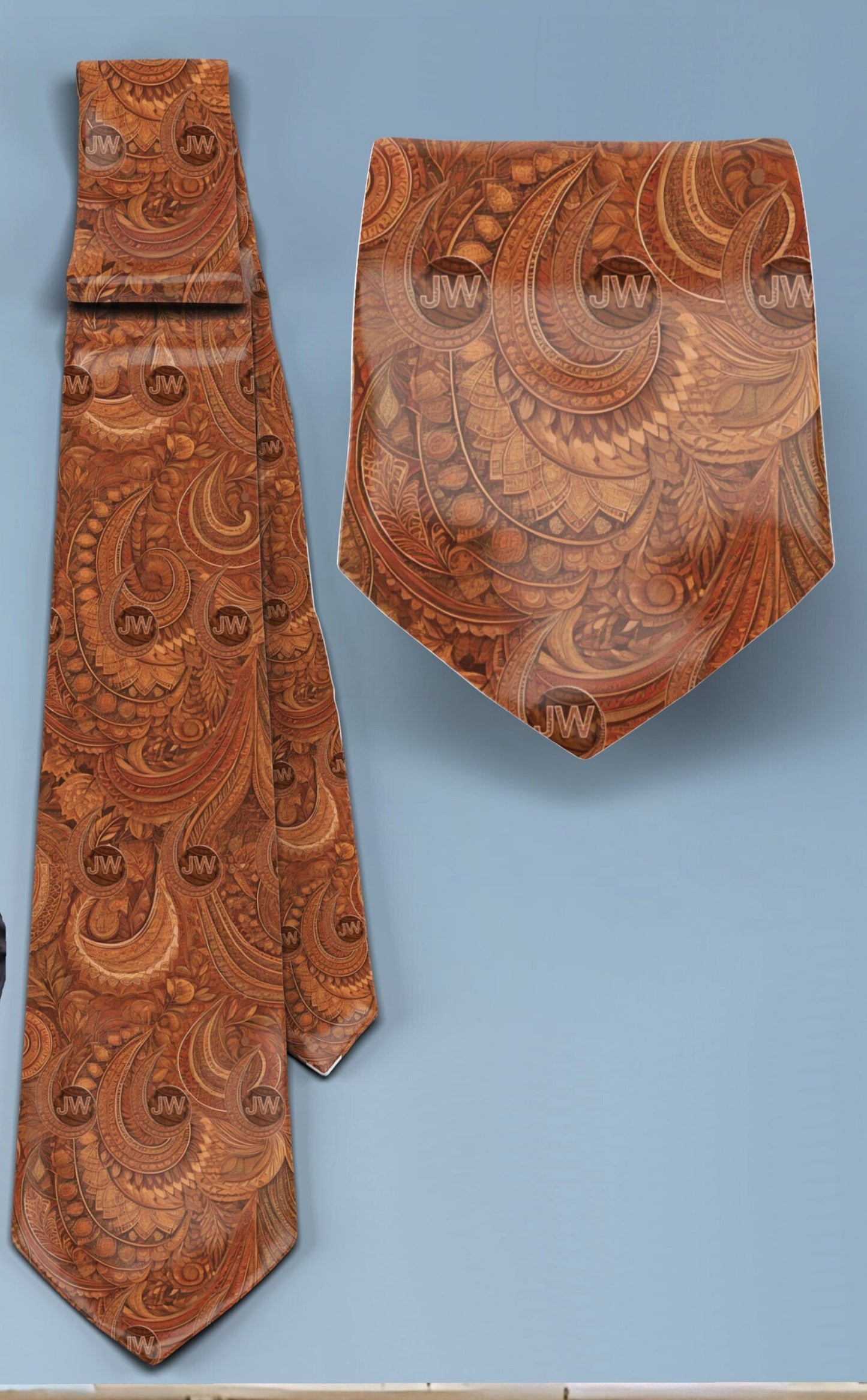 JW theme Neckties "Jw Copper Paisley" standard size 58" or 62 “ extra long. JW.ORG neckties. Gift, Pioneer School. #copper Paisley tie