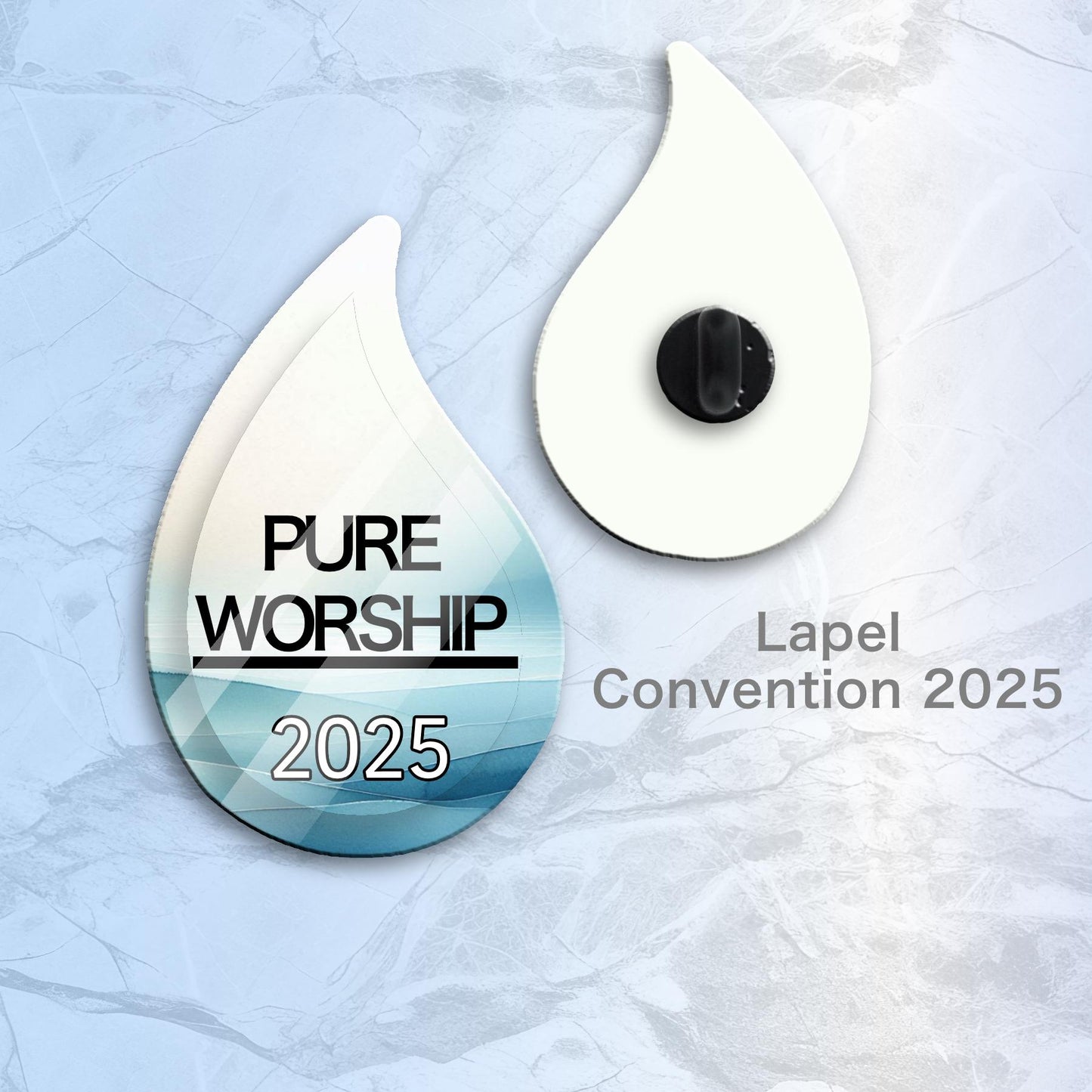 JW Lapel pin . 1”X1” Regional Convention “Pure Worship ” 2025 - Acrylic . #Water drop