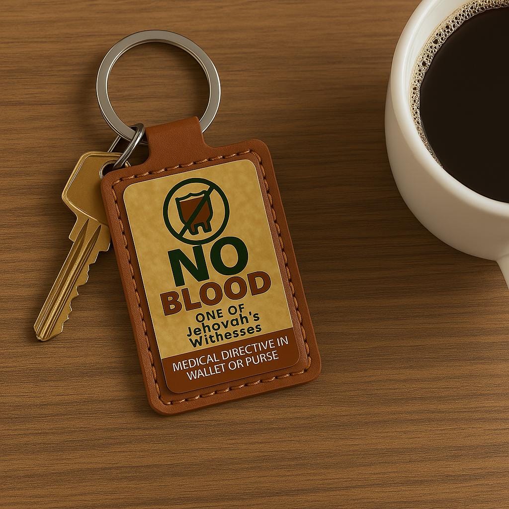 Jw theme keychains Pu leather , JW.Org NO BLOOD on of Jehovah’s Witnesses.