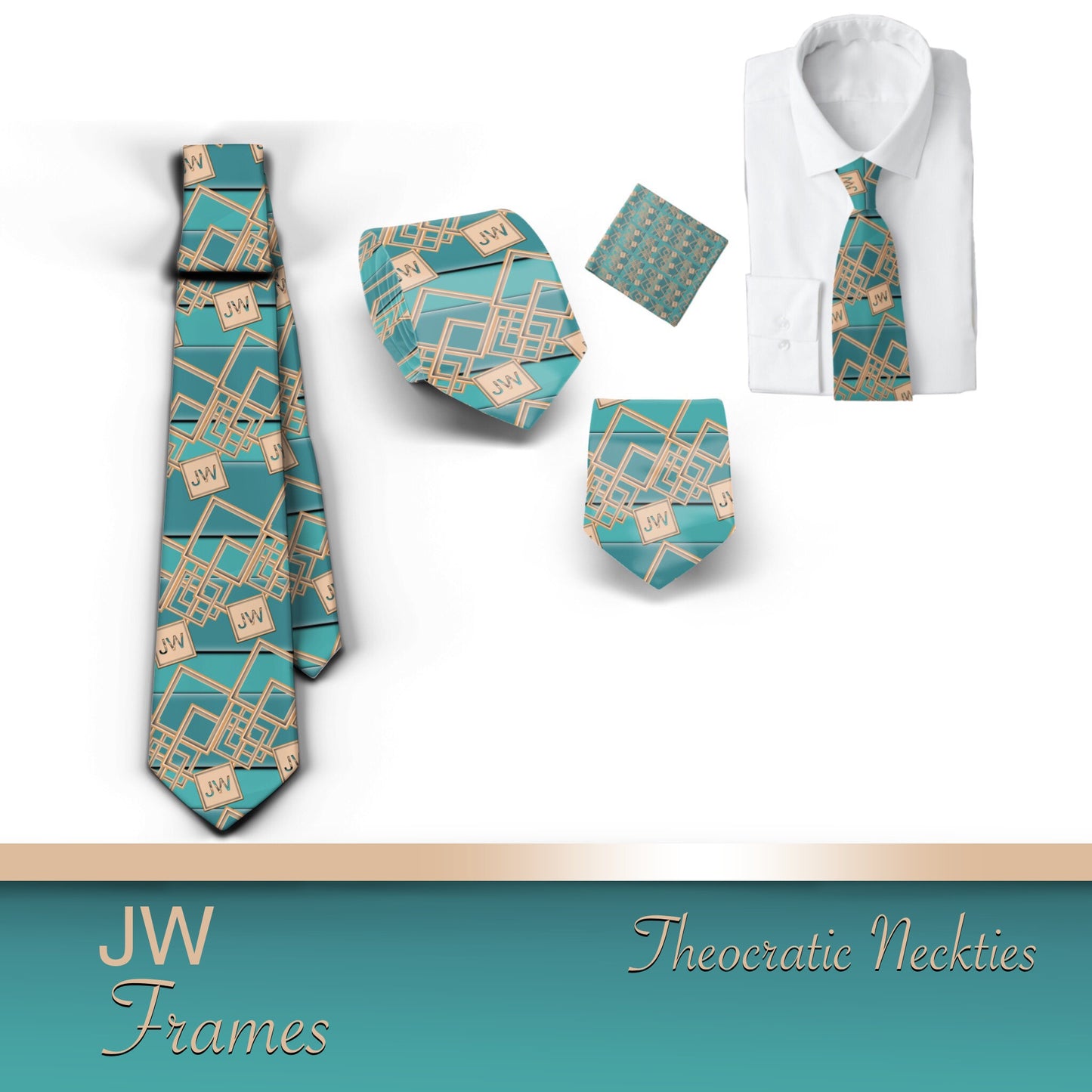 JW theme Neckties "jw frames" standard size 58” custom jw.org neckties. Gift Pioneer School. # frames