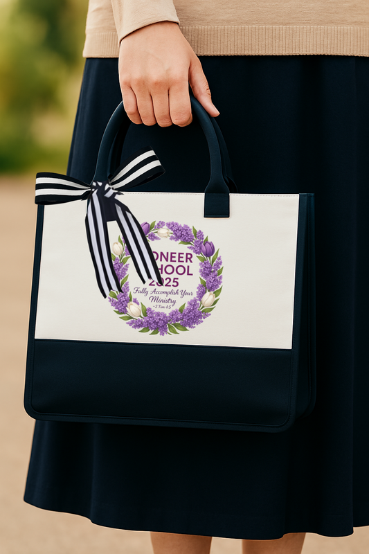 JW Theme pioneer school modern tote bag. 2025 15.8 × 11.8 × 6.8 inches (40 × 30 × 17 cm # Lilac arangements