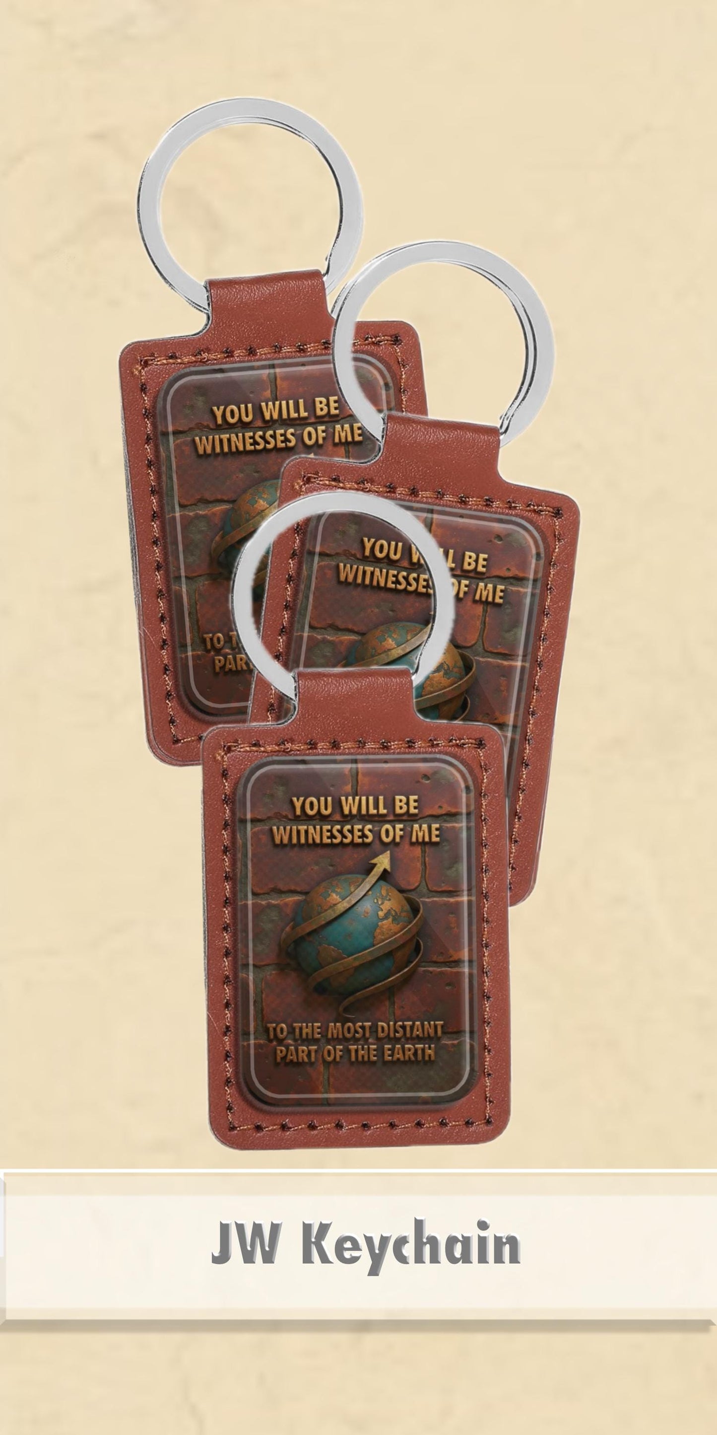 Jw theme keychains Pu leather , JW.Org, Jehovah’s Witnesses gifts .”Distant part of the world”