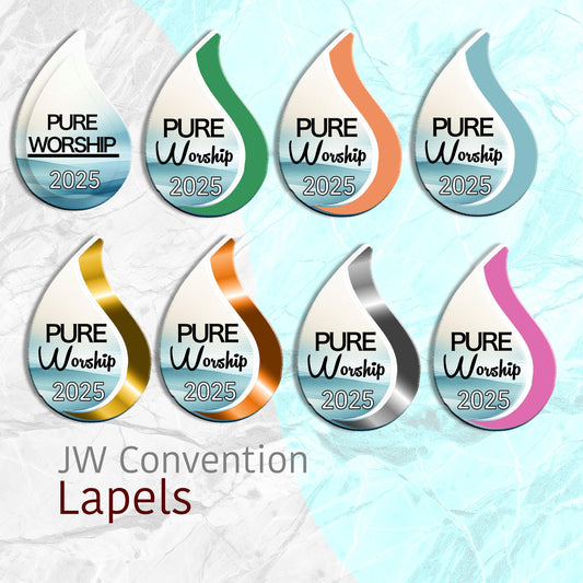 JW Lapel pin . 1”X1” Regional Convention “Pure Worship ” 2025 - Acrylic . #Water drop