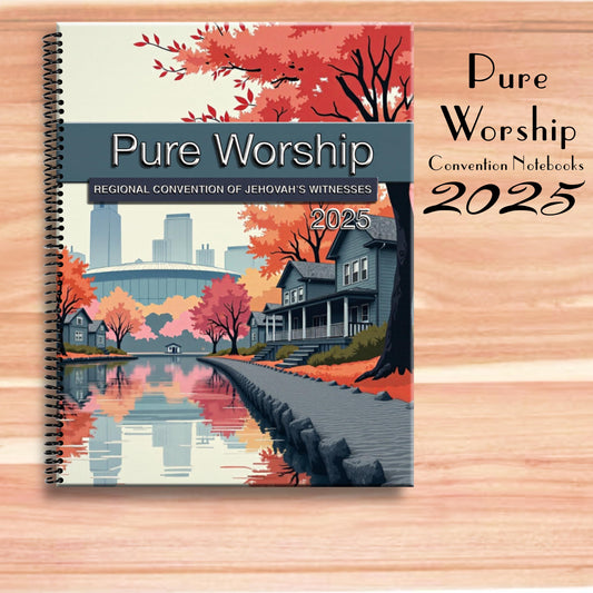 JW notebook . 2025 Regional Convention.  “PURE WORSHIP ” program block ready notebook. 8.5 x 11 standard. Multiple designs #9. Sidewalk