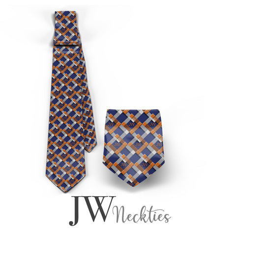 JW theme Neckties  “Plaid  orange blue” JW.ORG neckties. Gift jw gifts