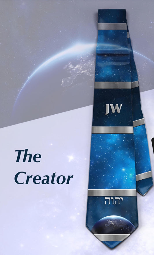 JW theme Neckties "the creator" standard size 58" or XL 62” custom jw.org neckties. Gift, Pioneer School. # blue
