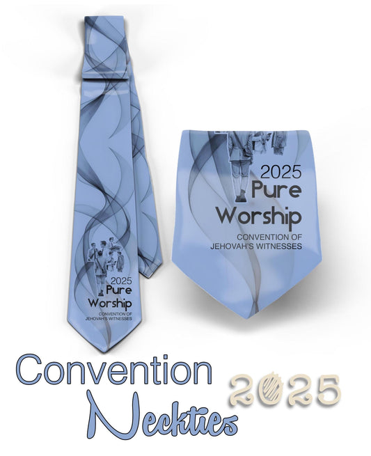 JW theme Neckties 2025 Regional Convention  "Pure Worship" standard size 58” custom jw.org neckties. # cream, blue,  red white.