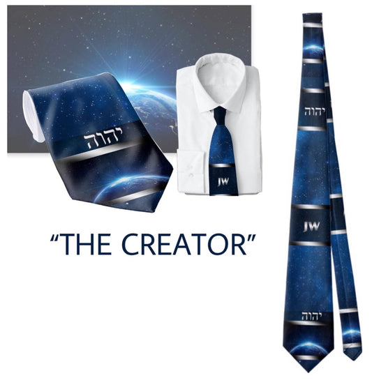 JW theme Neckties "the creator" standard size 58" or XL 62” custom jw.org neckties. Gift, Pioneer School. # blue