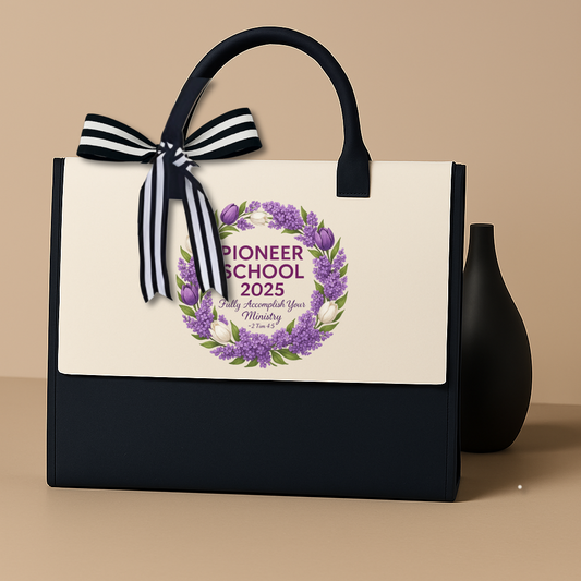 JW Theme pioneer school modern tote bag. 2025 15.8 × 11.8 × 6.8 inches (40 × 30 × 17 cm # Lilac arangements