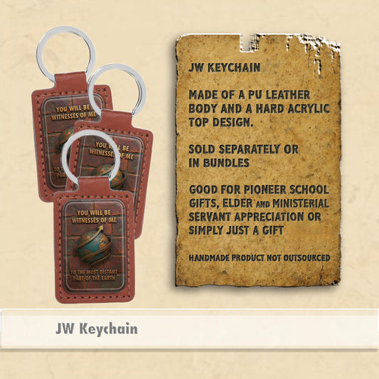 Jw theme keychains Pu leather , JW.Org, Jehovah’s Witnesses gifts .”Distant part of the world”