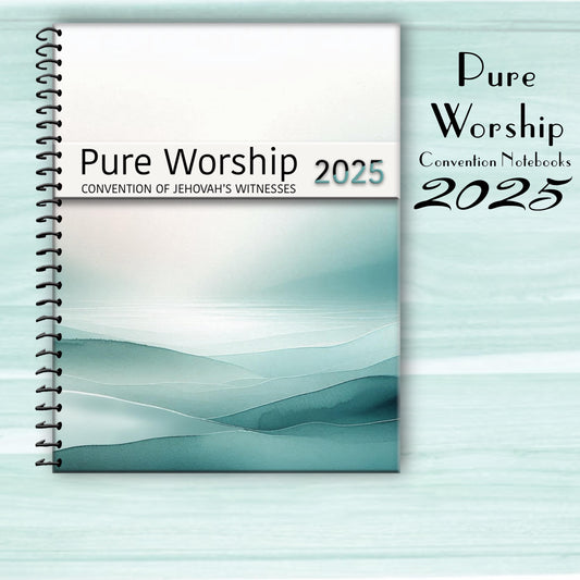 JW notebook  2025 Regional Convention. “PURE WORSHIP ” program block ready notebook. 8.5 x 11. Multiple designs #10. Tiagos official