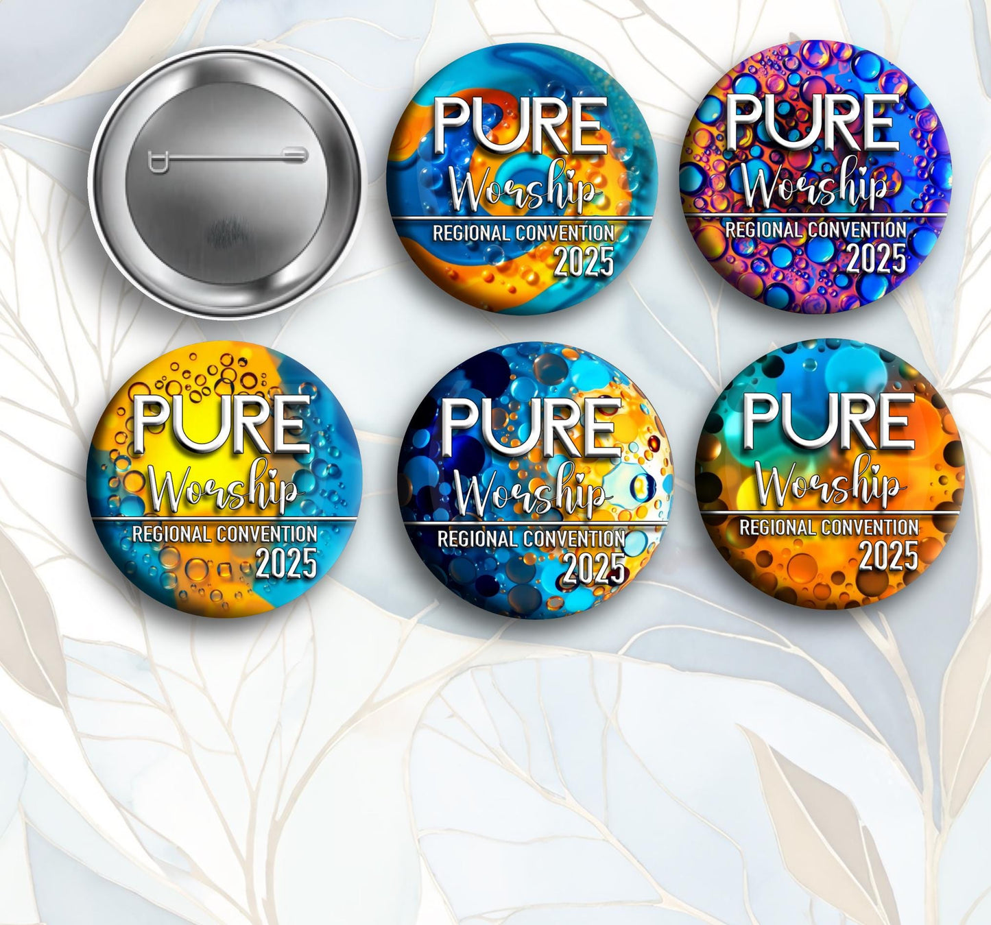 JW Regional Convention 2025 “PURE WIRSHIP”. 2.25” or 1.5” jw.org buttons pins #multiple pure colors. Pack of 5’s